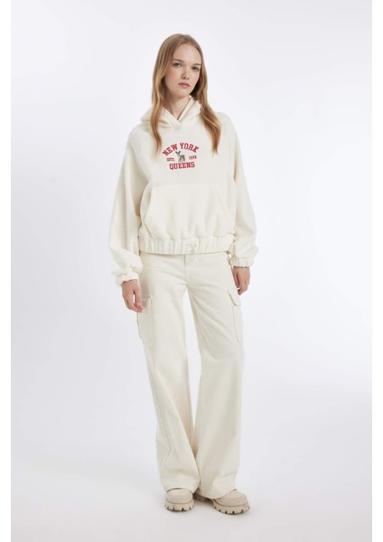 Coool Loose Fit Kapüşonlu Kanguru Cepli Polar Sweatshirt C8197AX24WN