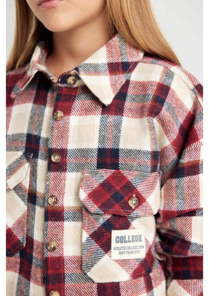 Kız Çocuk Relax Fit Kareli Uzun Kollu Crop Gömlek C9481A824AU