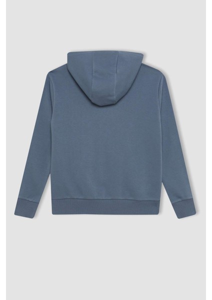 Kız Çocuk Basic Düz Kapüşonlu Cepli Fermuarlı Okul Hırkası C8110A824AU