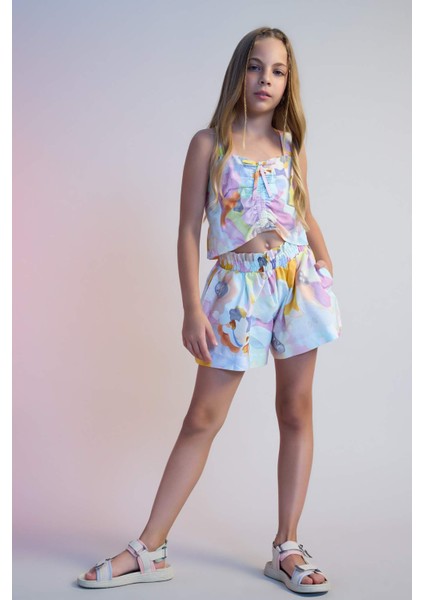 Kız Çocuk Askılı Desenli Bluz C9513A824SM