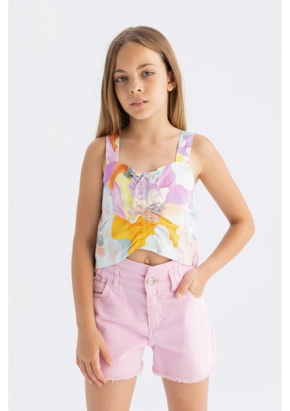 Kız Çocuk Askılı Desenli Bluz C9513A824SM