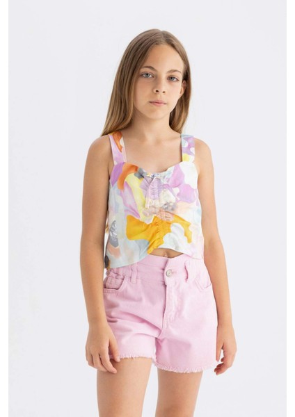 Kız Çocuk Askılı Desenli Bluz C9513A824SM