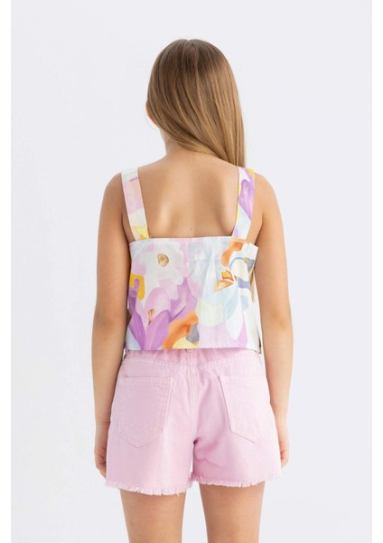 Kız Çocuk Askılı Desenli Bluz C9513A824SM