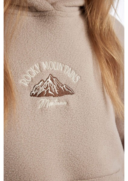 Coool Loose Fit Kapüşonlu Kanguru Cepli Polar Sweatshirt C8197AX24WN