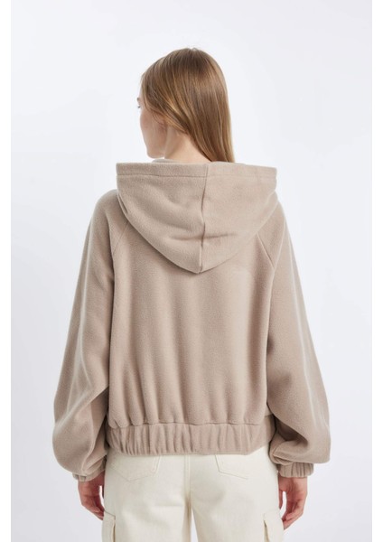 Coool Loose Fit Kapüşonlu Kanguru Cepli Polar Sweatshirt C8197AX24WN