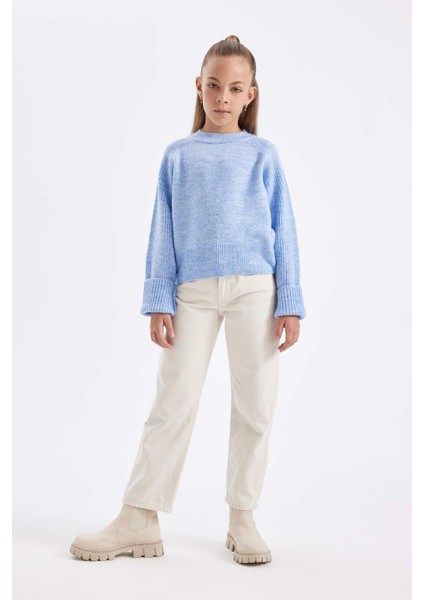 Kız Çocuk Bisiklet Yaka Basic Düz Triko Kazak C9554A824AU