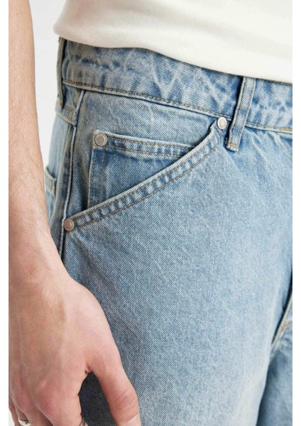 %100 Pamuk Baggy Jean Bermuda Şort C2048AX24SM