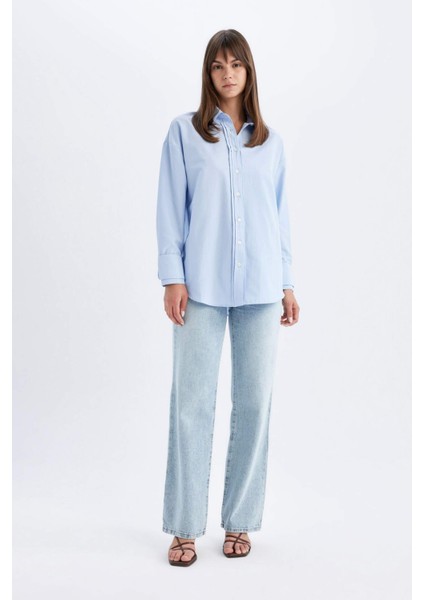 Relax Fit Poplin Uzun Kollu Tesettür Gömlek Tunik C9430AX24SM