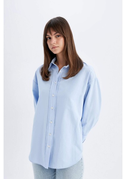 Relax Fit Poplin Uzun Kollu Tesettür Gömlek Tunik C9430AX24SM