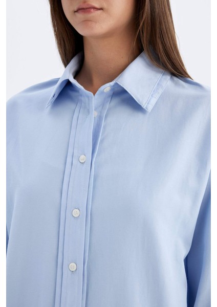 Relax Fit Poplin Uzun Kollu Tesettür Gömlek Tunik C9430AX24SM