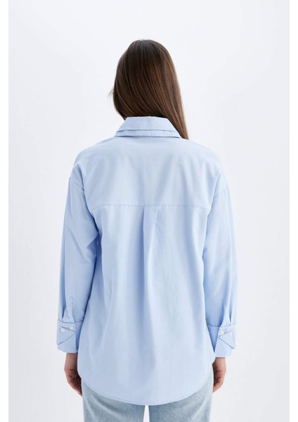 Relax Fit Poplin Uzun Kollu Tesettür Gömlek Tunik C9430AX24SM