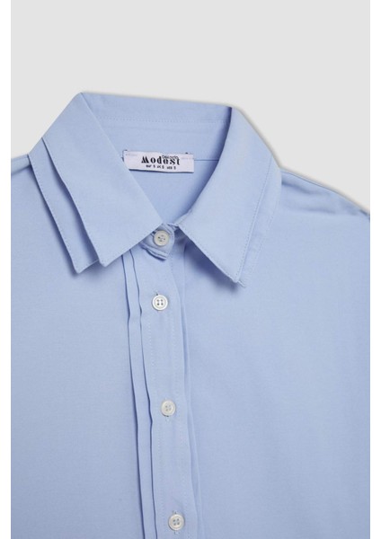Relax Fit Poplin Uzun Kollu Tesettür Gömlek Tunik C9430AX24SM