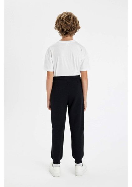 Erkek Çocuk Siyah Beli Paçası Lastikli Cepli Jogger Okul Eşofman Altı R5970A624AU