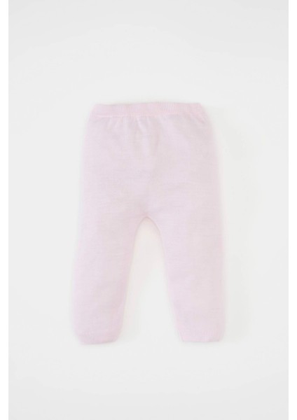 Kız Bebek 3'lü Takım Basic Düz Triko Kazak Beli Lastikli Alt Bere