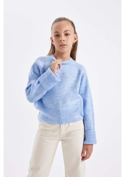 Kız Çocuk Bisiklet Yaka Basic Düz Triko Kazak C9554A824AU