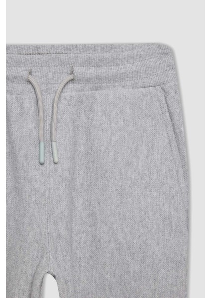 Erkek Çocuk Gri Beli Paçası Lastikli Cepli Basic Düz Okul Jogger Eşofman Altı K8846A624AU