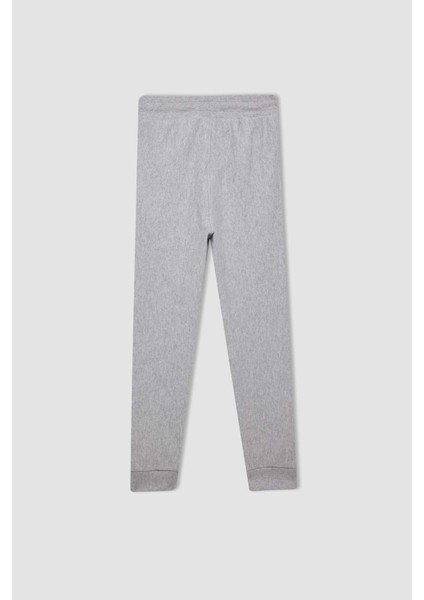 Erkek Çocuk Gri Beli Paçası Lastikli Cepli Basic Düz Okul Jogger Eşofman Altı K8846A624AU
