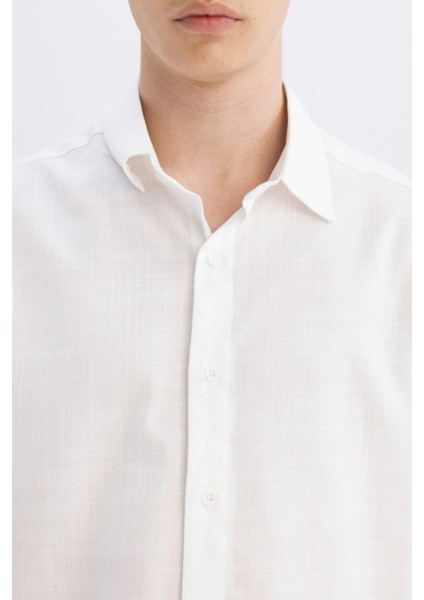 Relax Fit Yazlık Tensel Basic Düz Kısa Kollu Gömlek C4316AX24SM