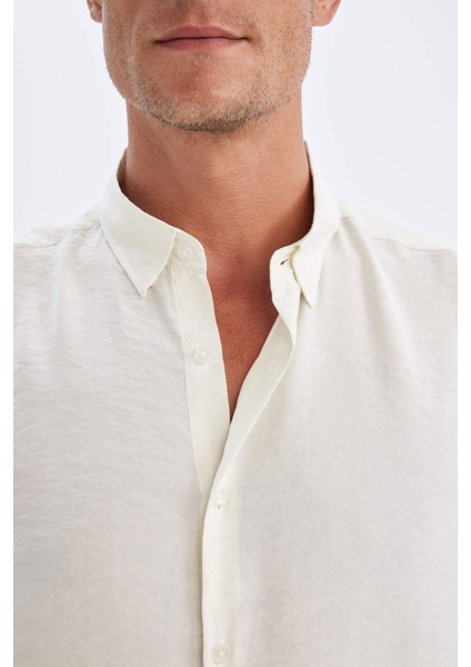 Relax Fit Polo Yaka Poplin Modal Basic Düz Uzun Kollu Gömlek C4131AX24SM