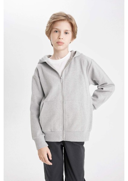 Erkek Çocuk Kapüşonlu Okul Fermuarlı Sweatshirt T7468A624AU