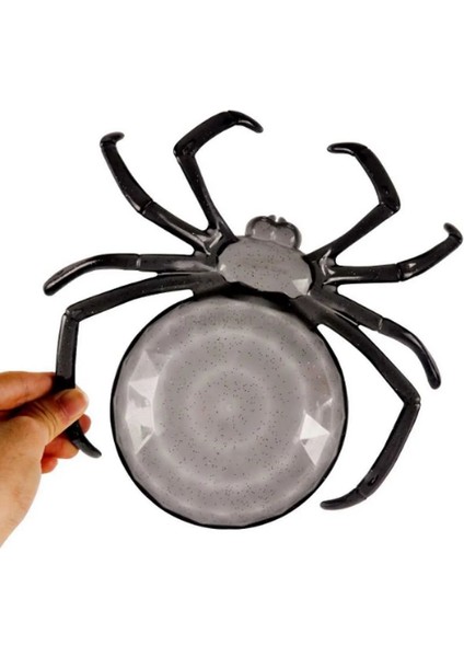 Halloween Örümcek Şeklinde Plastik Malzeme Koyma Kasesi 24 cm Turuncu ve Siyah 2 Adet