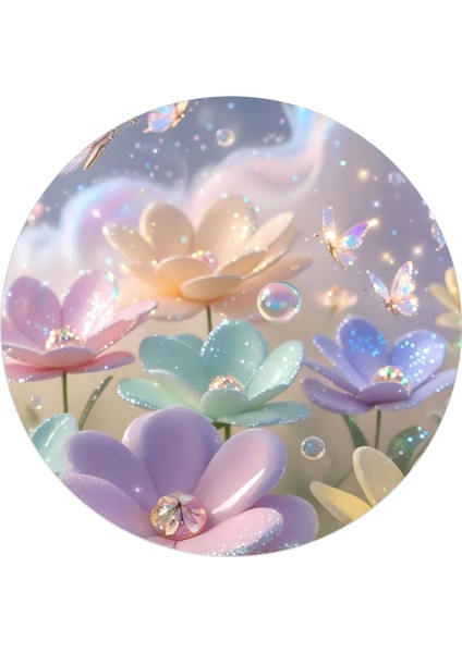 Yenilebilir Yuvarlak Pasta Resim Baskısı 20 cm Şekerli Kağıt Çiçek Temalı 97