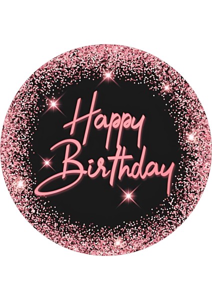 Yenilebilir Yuvarlak Pasta Resim Baskısı 20 cm Şekerli Kağıt Happy Birthday Temalı 70