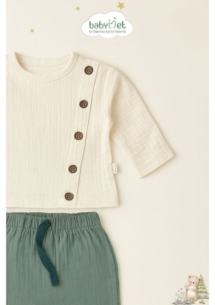%100 Pamuk Müslin Erkek Bebek Takımı – Alt Üst 2’li Takım Doğal & Nefes Alabilir & Yumuşak fiyatları