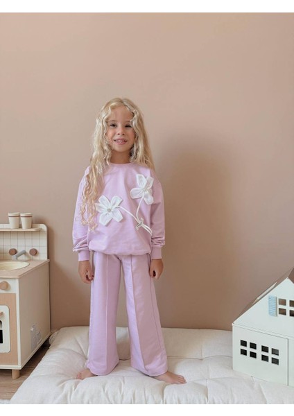 Taşlı Çiçekli Kız Çocuk Takım