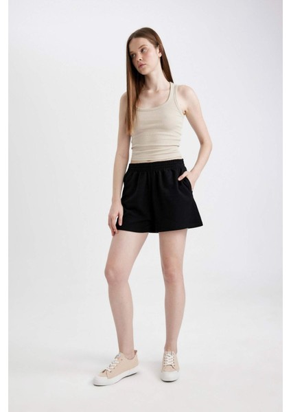 Beli Lastikli Cepli Düz Paça Şort U3357AZ24SM