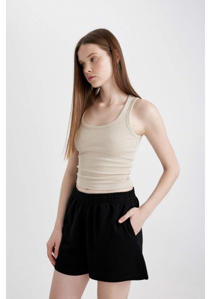 Beli Lastikli Cepli Düz Paça Şort U3357AZ24SM