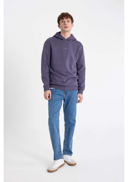 Regular Fit Kapüşonlu Baskılı Sweatshirt C6131AX24AU