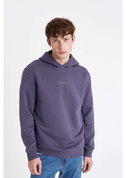 Regular Fit Kapüşonlu Baskılı Sweatshirt C6131AX24AU