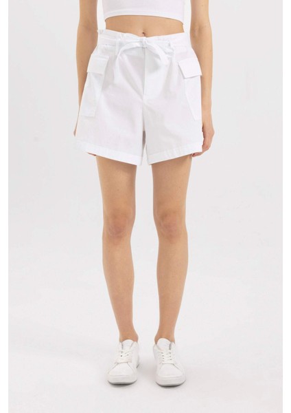 Paperbag Yüksek Bel Geniş Paça Poplin Şort C9234AX24SM