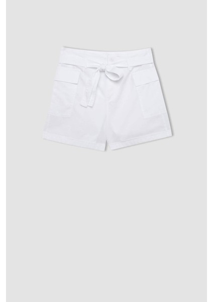 Paperbag Yüksek Bel Geniş Paça Poplin Şort C9234AX24SM