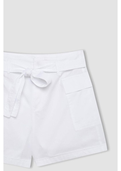 Paperbag Yüksek Bel Geniş Paça Poplin Şort C9234AX24SM