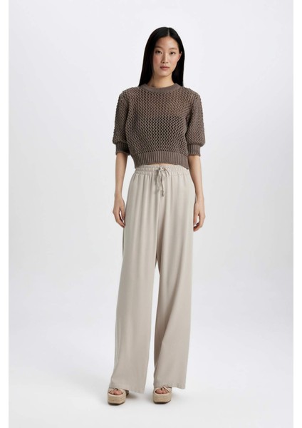 Bisiklet Yaka Yarım Kollu Kroşe Triko Tişört C9165AX24SM