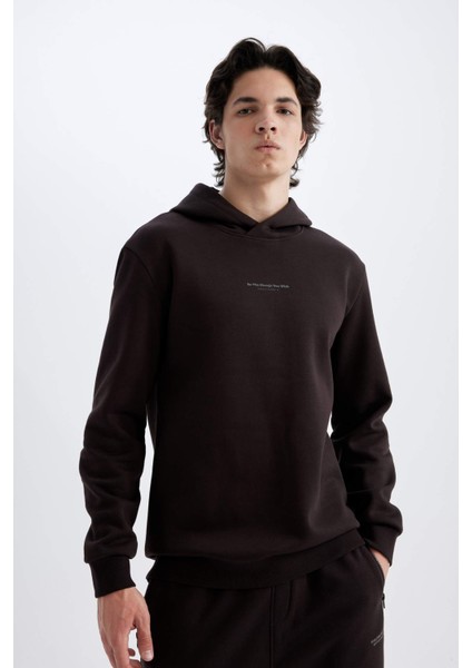 Regular Fit Kapüşonlu Baskılı Sweatshirt C6131AX24AU