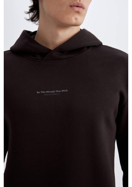 Regular Fit Kapüşonlu Baskılı Sweatshirt C6131AX24AU