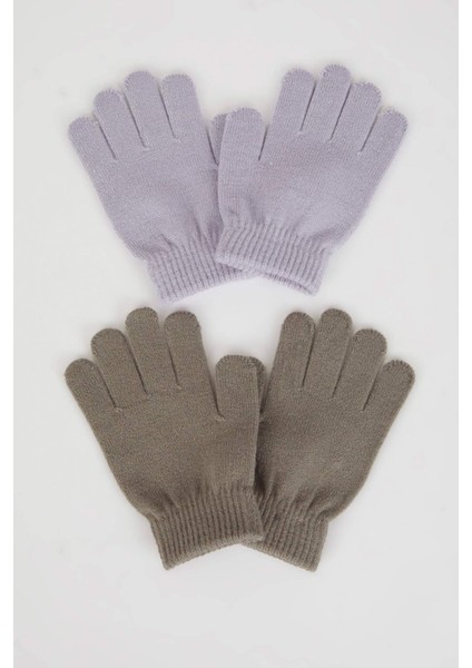 Kız Çocuk 2'li Triko Eldiven C8147A824WN
