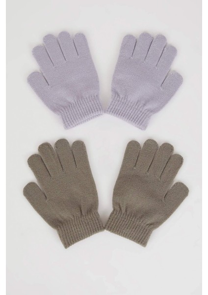 Kız Çocuk 2'li Triko Eldiven C8147A824WN