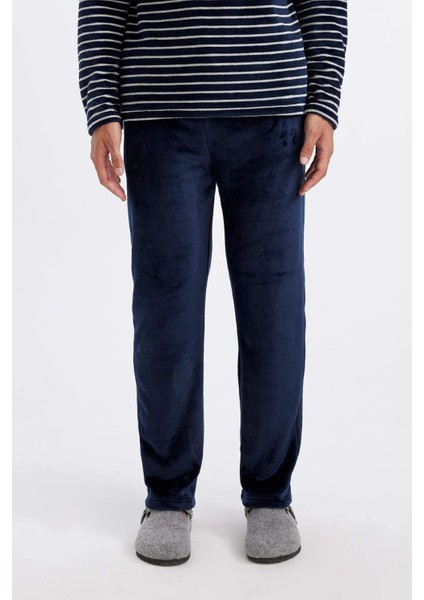 Pijama Takımı Regular Fit Polar Bisiklet Yaka Çizgili Uzun Kollu Üst Alt A3443AX24WN