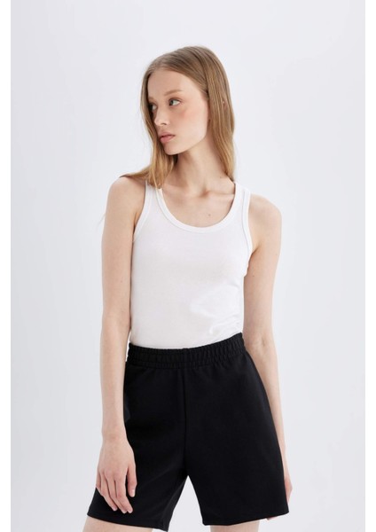 Slim Fit Dar Kesim U Yaka Basic Düz Ribana Atlet C9826AXNS