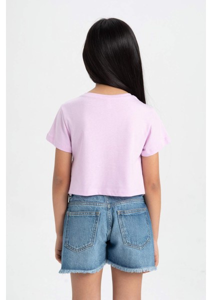 Kız Çocuk Relax Fit Bisiklet Yaka Kısa Kollu Tişört C9775A824HS