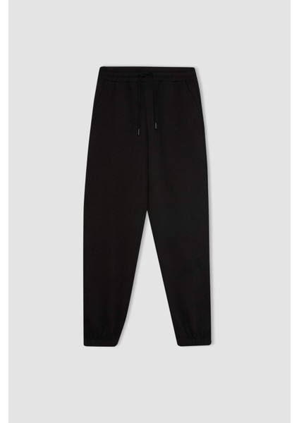 Standart Fit Kalın Jogger Eşofman Altı Bel Paça Lastikli Basic Düz Uzun Boy S7370AZ24WN