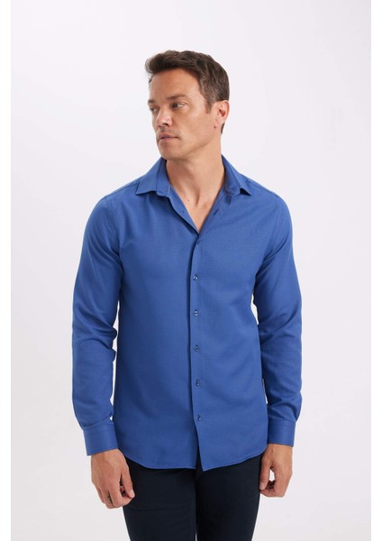 Modern Fit Polo Yaka Poplin Uzun Kollu Gömlek R4340AZNS