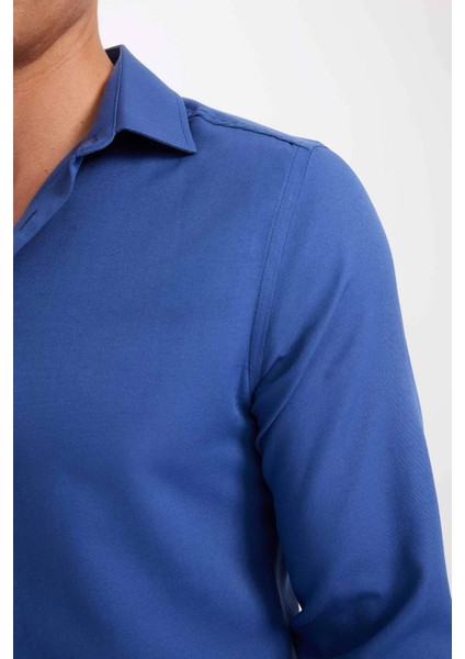 Modern Fit Polo Yaka Poplin Uzun Kollu Gömlek R4340AZNS