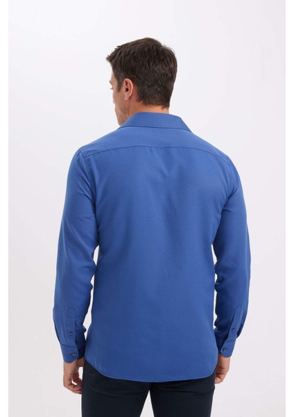 Modern Fit Polo Yaka Poplin Uzun Kollu Gömlek R4340AZNS