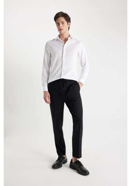 Modern Fit Polo Yaka Poplin Uzun Kollu Beyaz Gömlek R4340AZNS