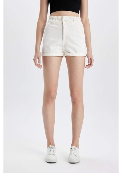 Paperbag Yüksek Bel Katlamalı Paça Jean Şort C2434AX24HS